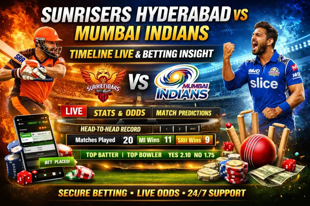 Sunrisers Hyderabad vs Mumbai Indians Timeline Live: Match Story, Stats, Stadium & Betting Insight